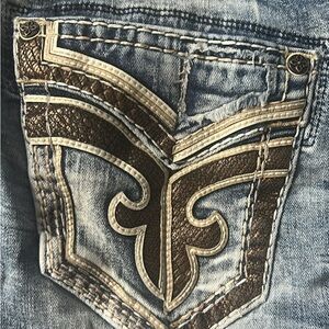 Rock Revival Blue and Brown Bootcut Jeans